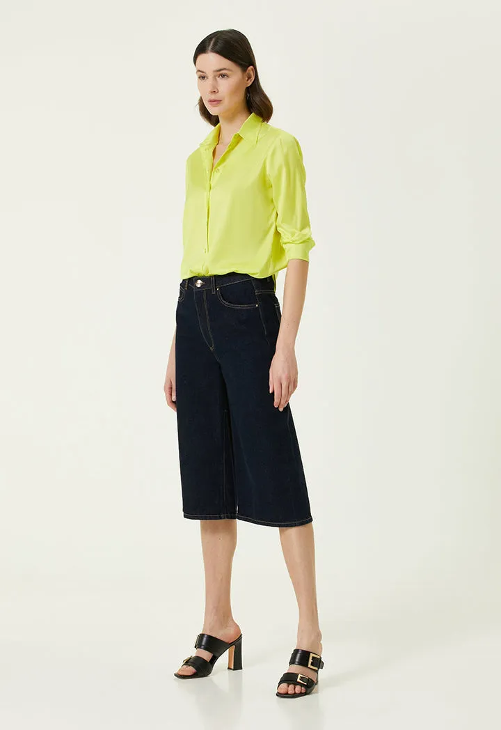 Luxurious Green Twill Silk Shirt - Elegant Collection