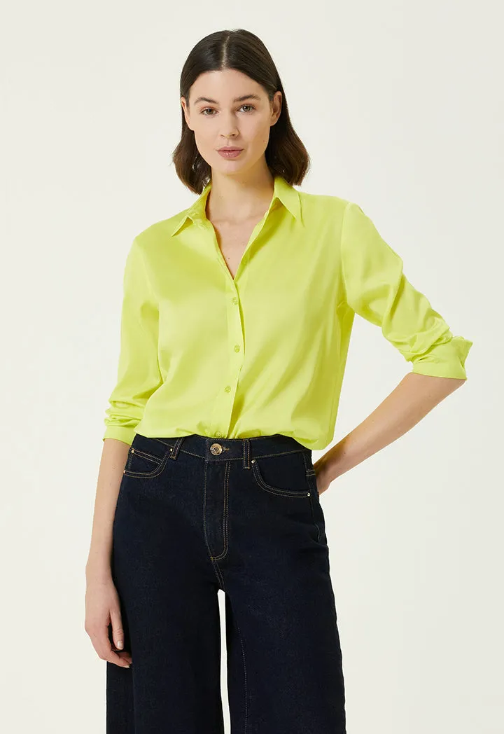 Luxurious Green Twill Silk Shirt - Elegant Collection