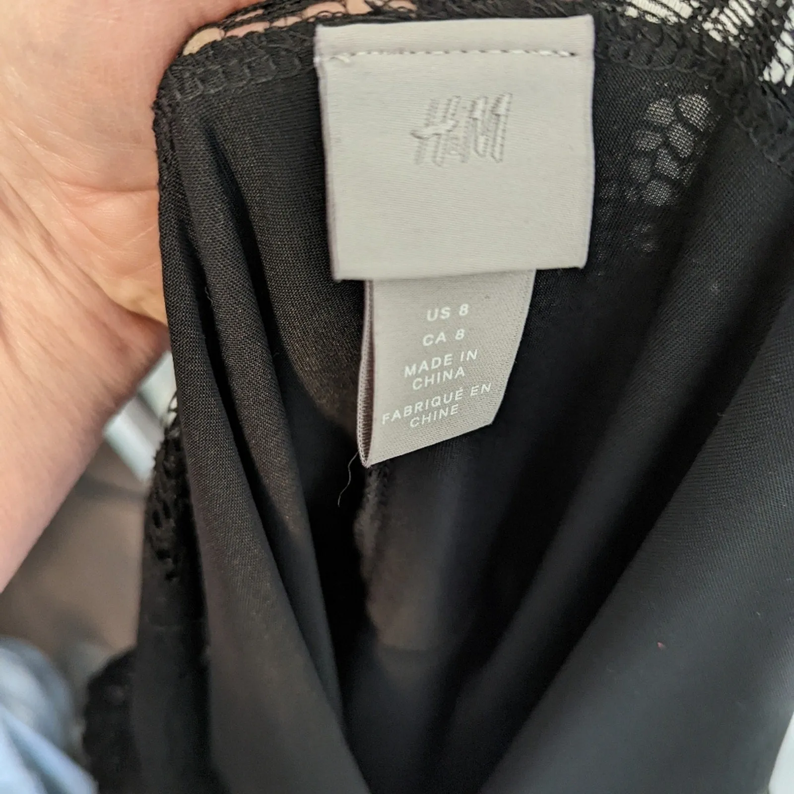 H & M Black Lace Body Con Dress 8
