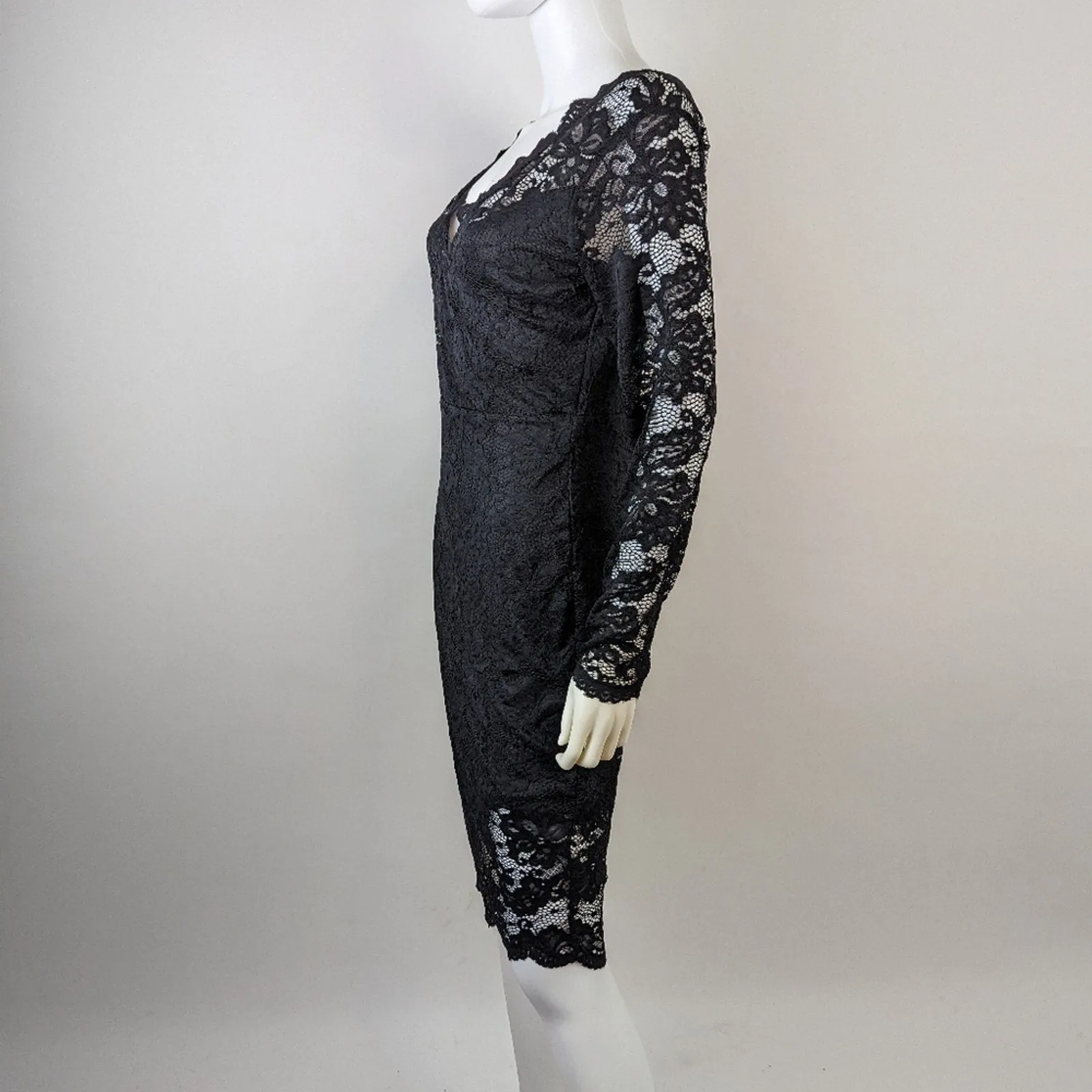 H & M Black Lace Body Con Dress 8