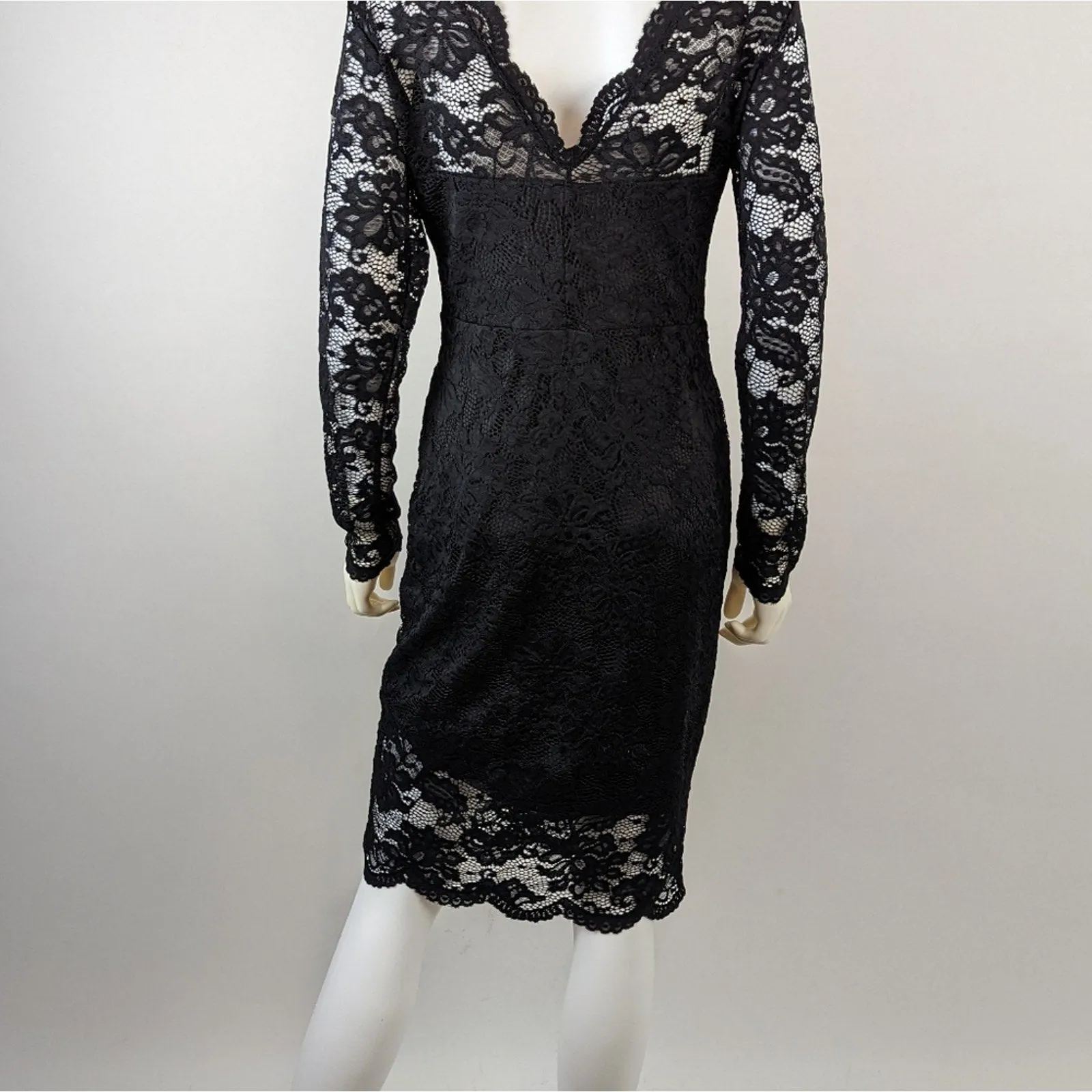 H & M Black Lace Body Con Dress 8
