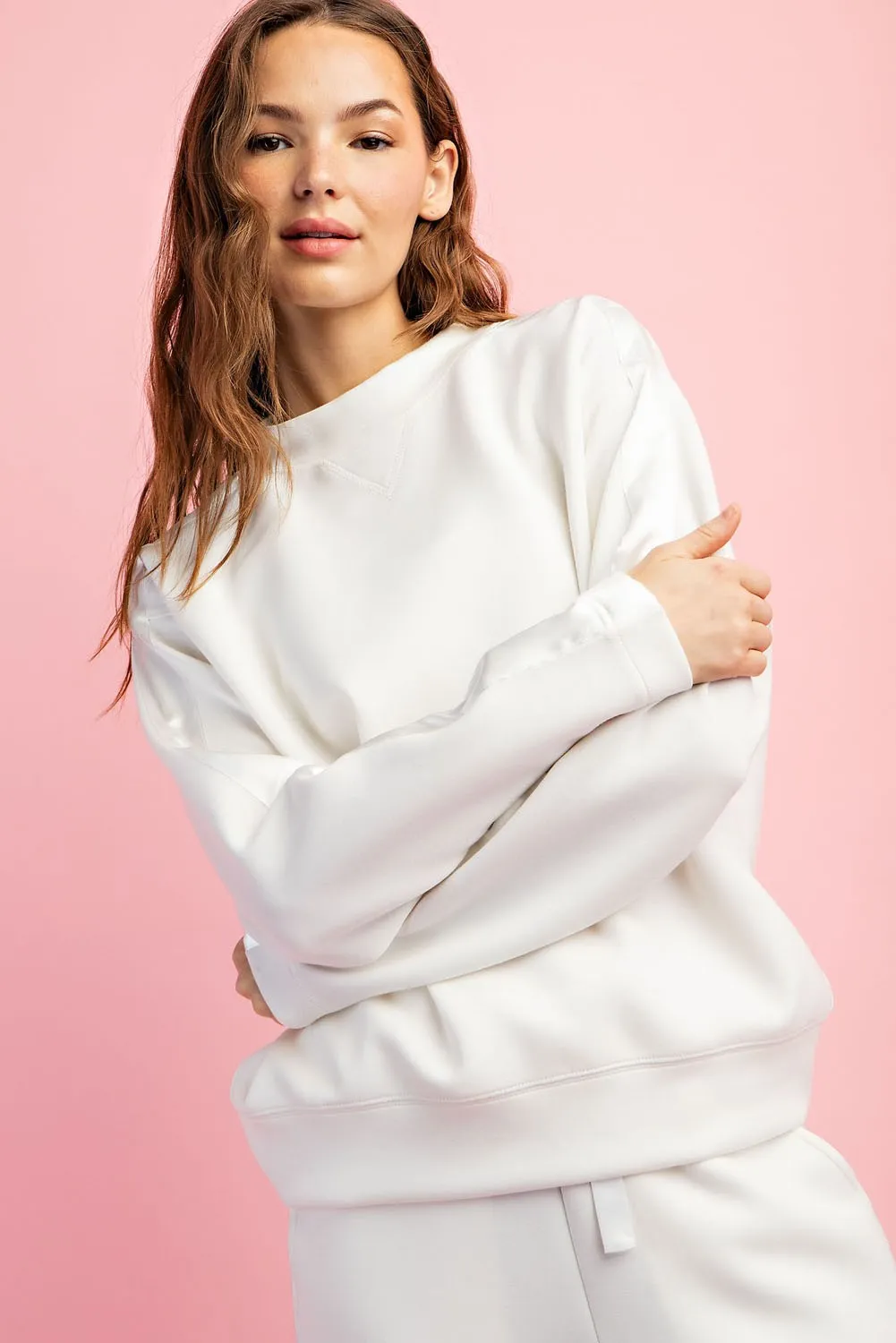 Satin Detail Crewneck Top