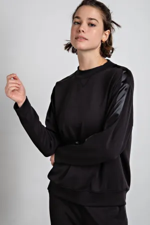 Satin Detail Crewneck Top